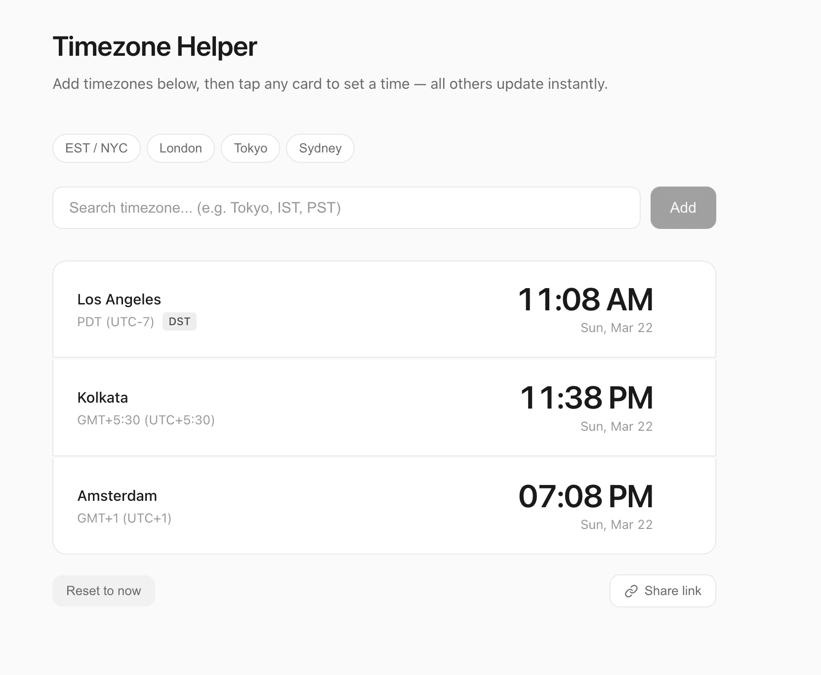 Timezone Helper screenshot
